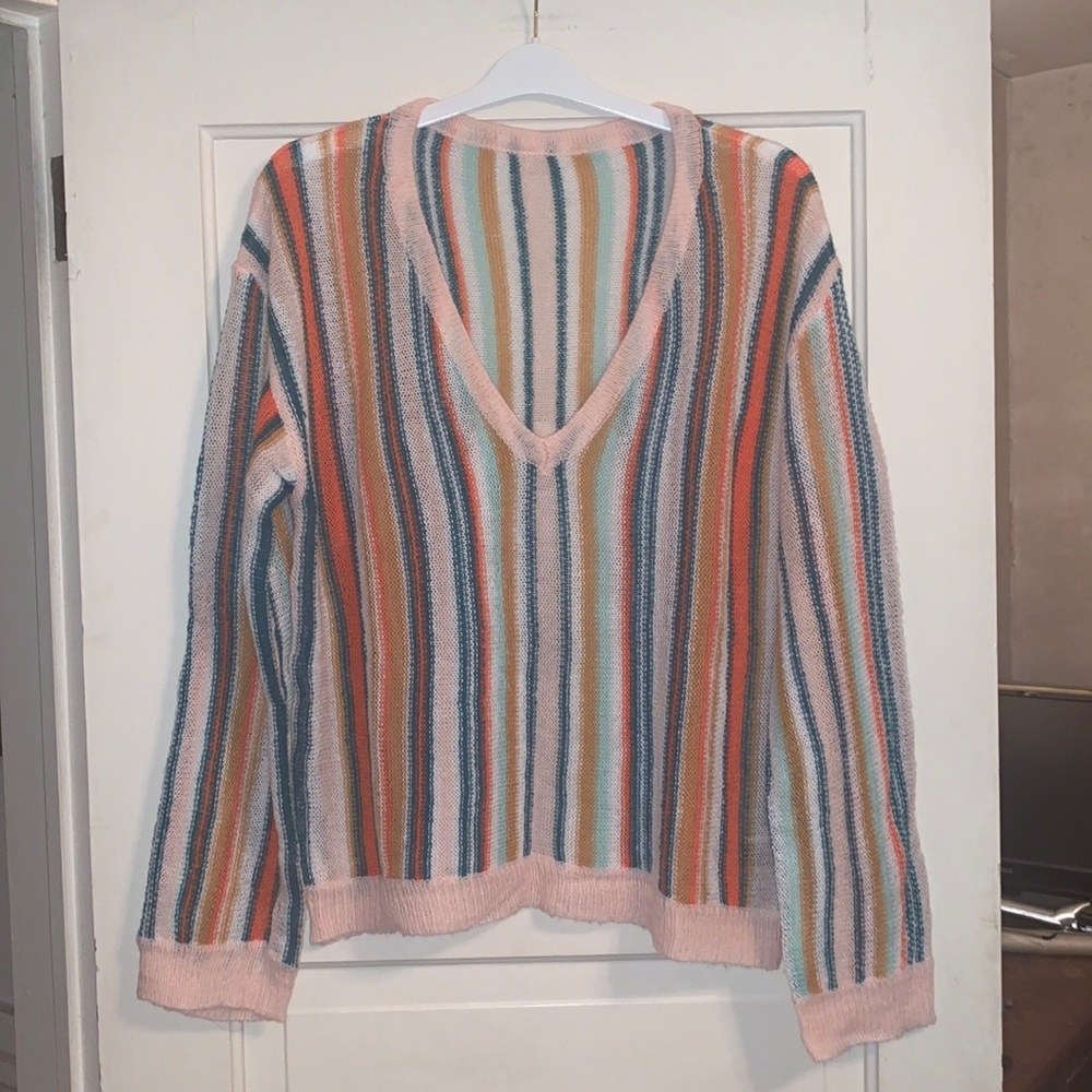 Striped V Neck Sweater